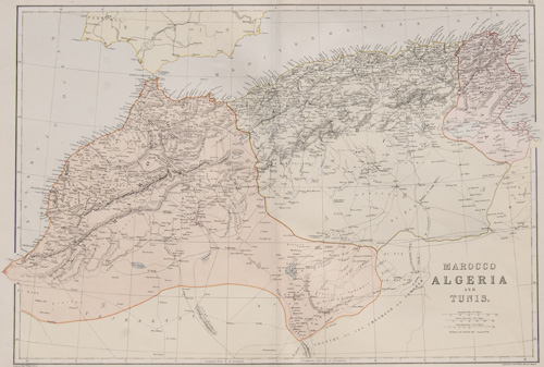 Morocco Algeria Tunisia antique map 1882